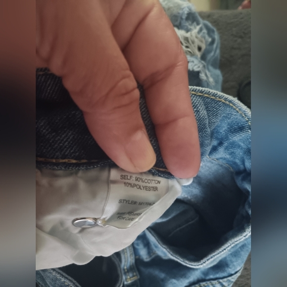 Women's Distressed Blue Jeans with Studded Detail - Picture 8 of 8